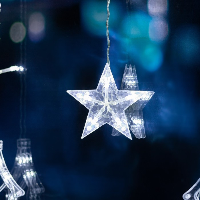 Гирлянда &laquo;Бахрома&raquo; 2.4 &times; 0.9 м с насадками &laquo;Ёлки&raquo;, IP20, прозрачная нить, 138 LED, свечение белое, 8 режимов, 220 В