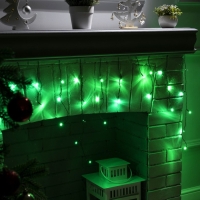 Гирлянда &laquo;Бахрома&raquo; 1.8 х 0.5 м, IP20, тёмная нить, 48 LED, свечение зелёное, 8 режимов, 220 В