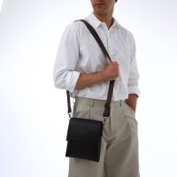 Сумка мужская через плечо TEXTURA, наружный карман, цвет коричневый