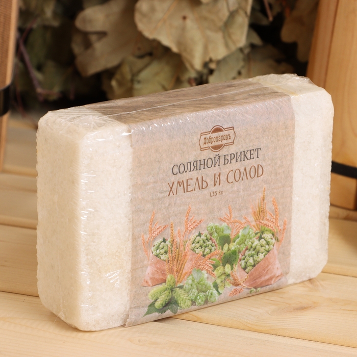 Соляной брикет Соляной брикет "Хмель и солод" эффект жженого хлеба 1,35 кг "Добропаровъ"