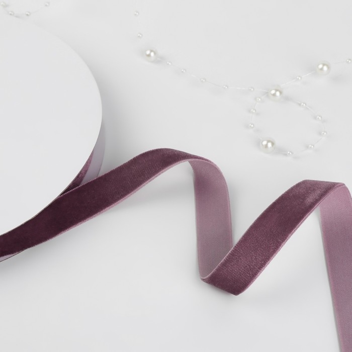 Лента бархатная, 15 мм, 18 &plusmn; 1 м, цвет ежевичный №199
