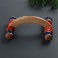 Массажёр деревянный, 15 &times; 10,5 &times; 5 см, 8 колёс, цвет МИКС