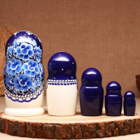 Матрёшка &laquo;Гжель&raquo;, высокая, 5 кукольная, люкс