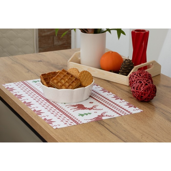 Салфетки новогодние на стол Доляна &laquo;Новый Год&raquo;, 4 шт, сервировочная, 45&times;30 см