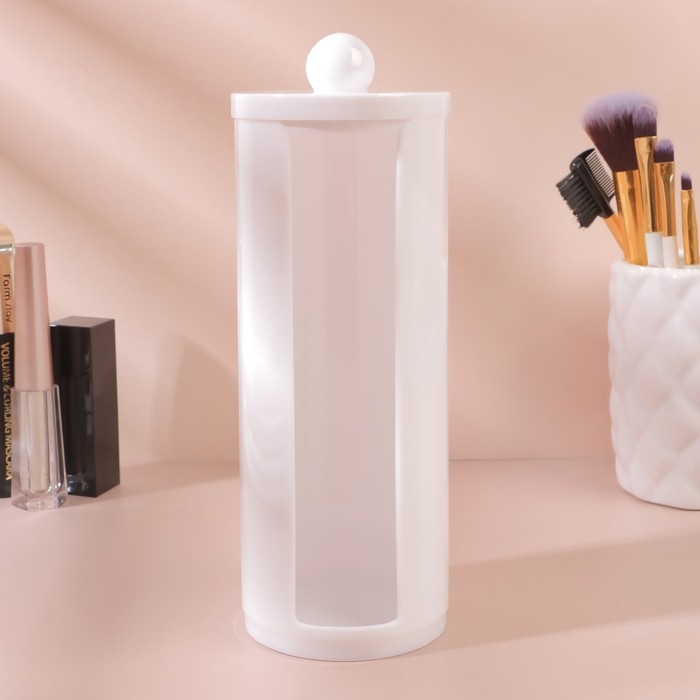 Органайзер для хранения ватных дисков, с крышкой, d = 7 &times; 19,5 см, цвет белый