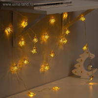 Гирлянда &laquo;Нить&raquo; 4 м с насадками &laquo;Звезда&raquo;, IP20, прозрачная нить, 20 LED, свечение тёплое белое, 8 режимов, 220 В