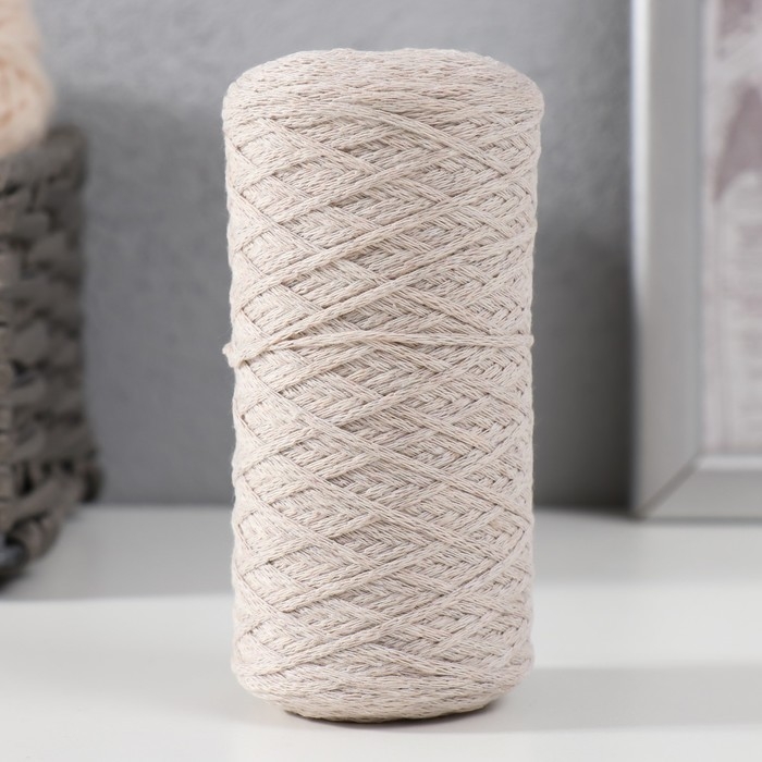 Шнур для вязания без сердечника 70% хлопок, 30% полиэстер 1мм 200м/60&plusmn;10гр (03- льняной)