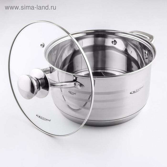 Кастрюля &laquo;Элис&raquo;, 5,5 л, d=24 см, стеклянная крышка, капсульное дно, индукция