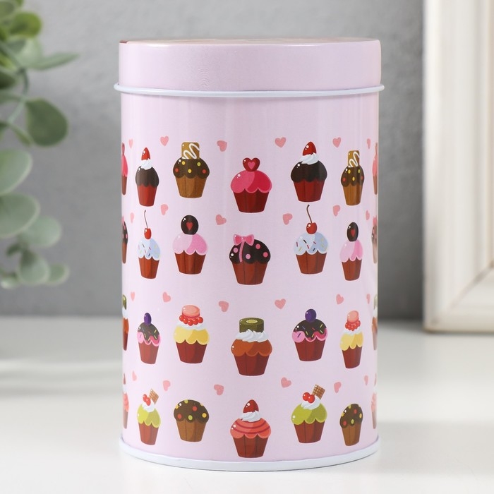 Шкатулка металл цилиндр Шкатулка металл цилиндр "Кексики" 7,5х7,5х11 см