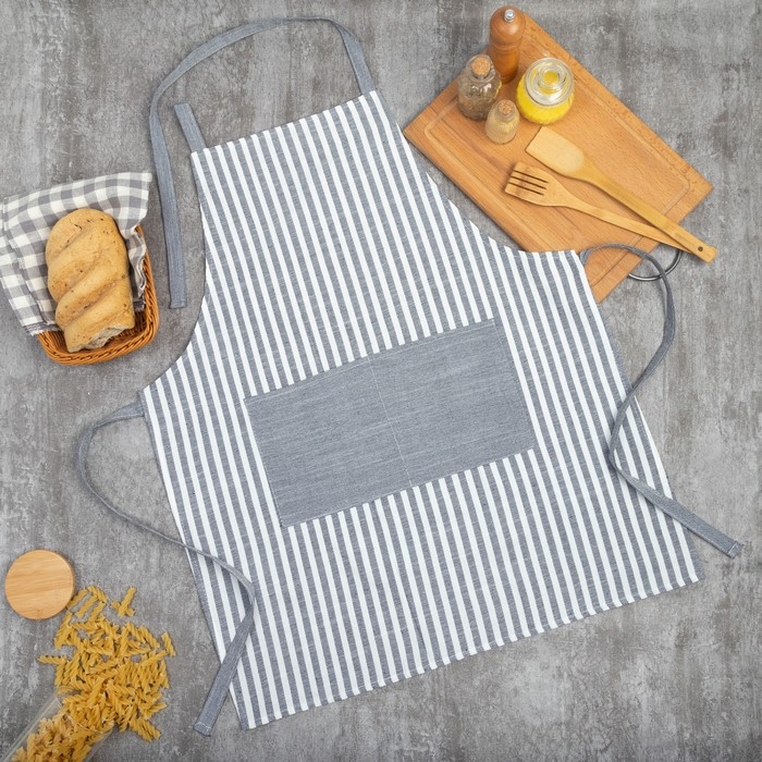 Фартук Этель &laquo;Полоса&raquo; цвет серый, 62 х 76см, 50% хлопок, 50% п/э