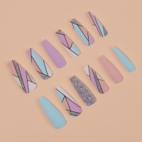 Накладные ногти &laquo;Графика&raquo;, 12 шт, с клеевыми пластинами, форма балерина, разноцветные