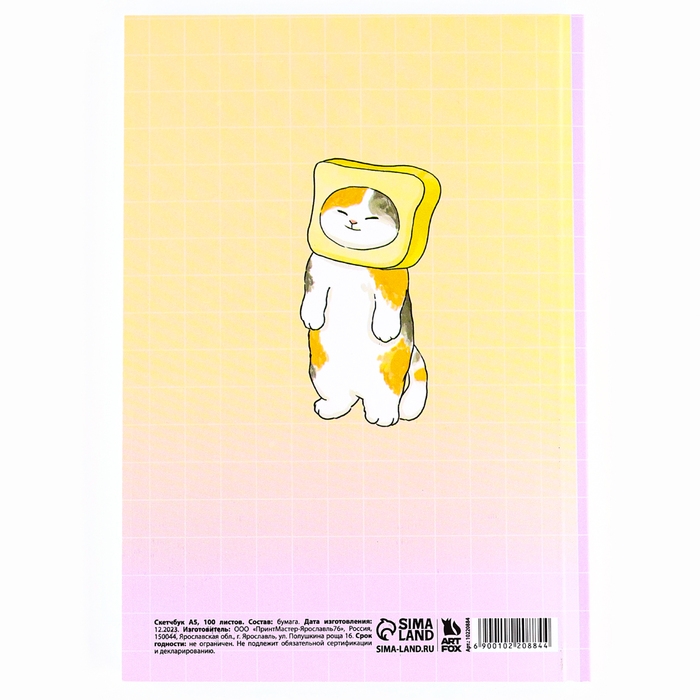 Скетчбук в мягкой обложке А5, 100 л. Бумага 100гр &laquo;Котики&raquo;