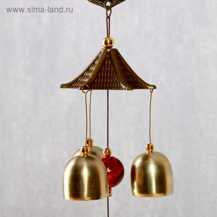 Музыка ветра металл "Ганеша на медальоне" 3 колокольчика 43 см