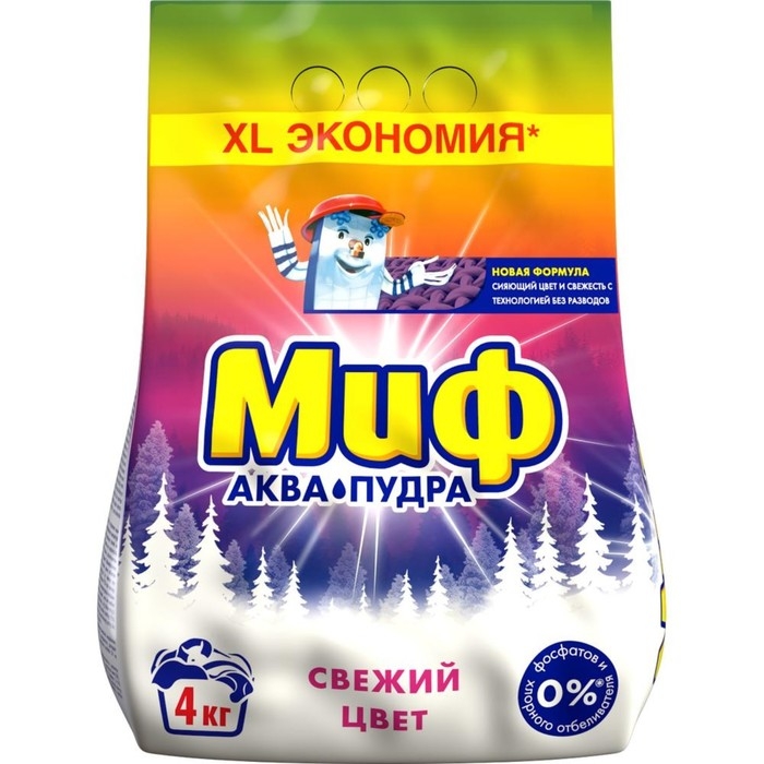 Стиральный порошок Стиральный порошок "Миф" 3 в 1 "Cвежий цвет", автомат, 4 кг