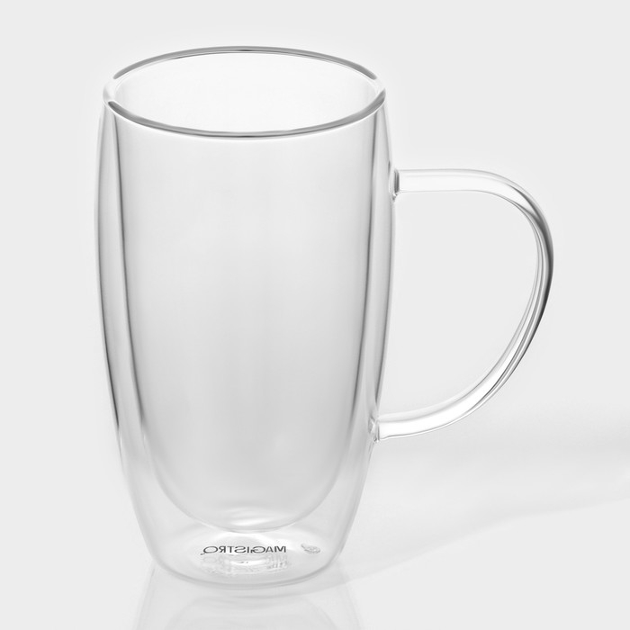 Набор стеклянных кружек с двойными стенками Magistro &laquo;Дуо&raquo;, 450 мл, 13&times;9&times;14,8 см, 2 шт