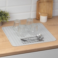 Коврик для сушки посуды Доляна &laquo;Волна&raquo;, силикон, 45&times;40,5&times;0,4 см, цвет серый