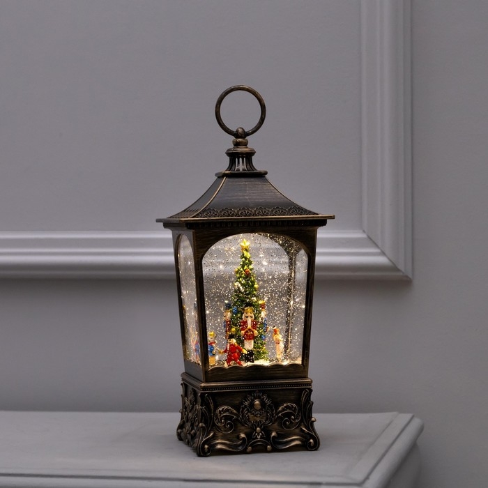 Светодиодная фигура &laquo;Фонарь с щелкунчиком&raquo; 13.5 &times; 28.5 &times; 13.5 см, пластик, батарейки ААх3 (не в комплекте), USB, свечение тёплое белое