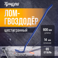 Лом-гвоздодер ТУНДРА, 65 сталь, шестигранный, 600 х 14 мм Лом-гвоздодер ТУНДРА, 65 сталь, шестигранный, 600 х 14 мм