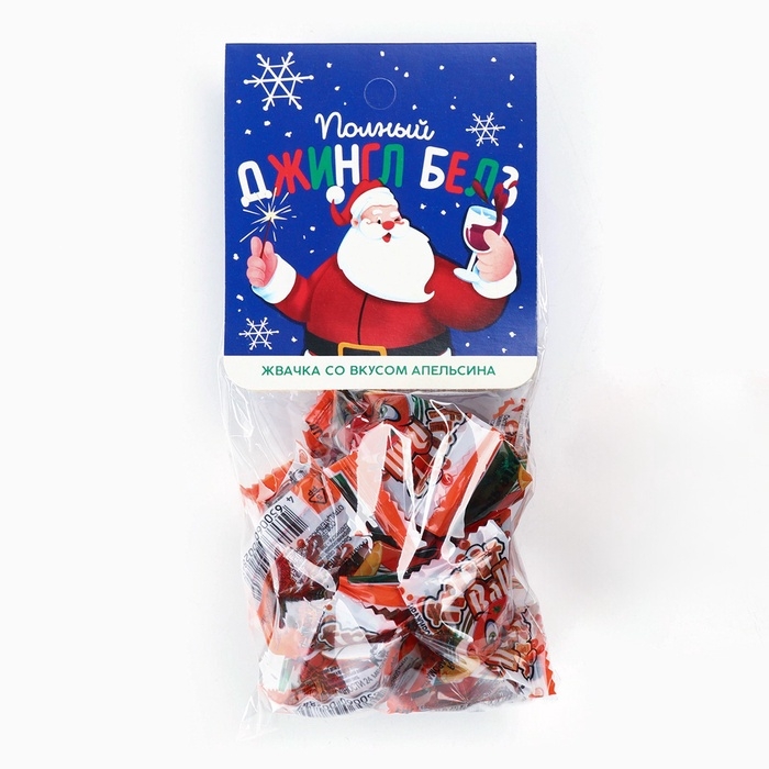 Жевательная резинка «Полный джингл белз» с начинкой и ароматом апельсина, 50 г. Жевательная резинка «Полный джингл белз» с начинкой и ароматом апельсина, 50 г.