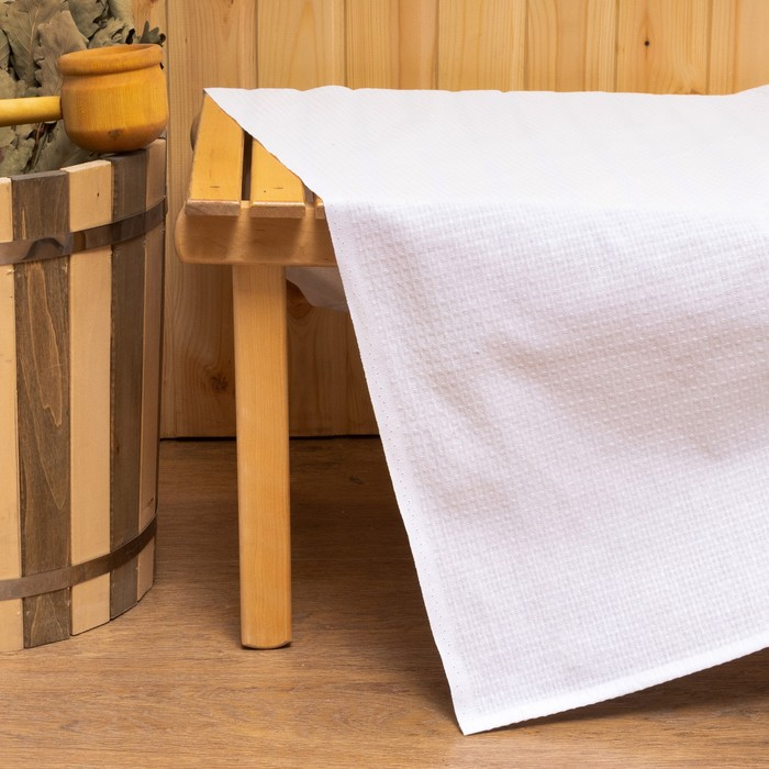 Простыня вафельная для бани Экономь и Я 150х180 см, цвет белый, 100% хлопок, 200 г/м2 Простыня вафельная для бани Экономь и Я 150х180 см, цвет белый, 100% хлопок, 200 г/м2