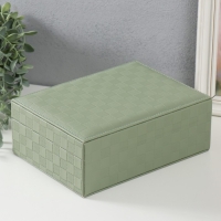 Шкатулка кожзам для украшений "Кейс. Шахматка" зелёная 17,5х24х9 см Шкатулка кожзам для украшений "Кейс. Шахматка" зелёная 17,5х24х9 см