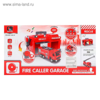 Парковка &laquo;Пожарная часть&raquo; с машинкой и рацией, световые и звуковые эффекты, МИКС