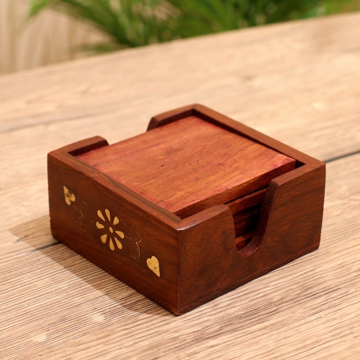 Подставка под горячее Подставка под горячее "Квадрат" дерево 9,8х9,2х4,5 см МИКС