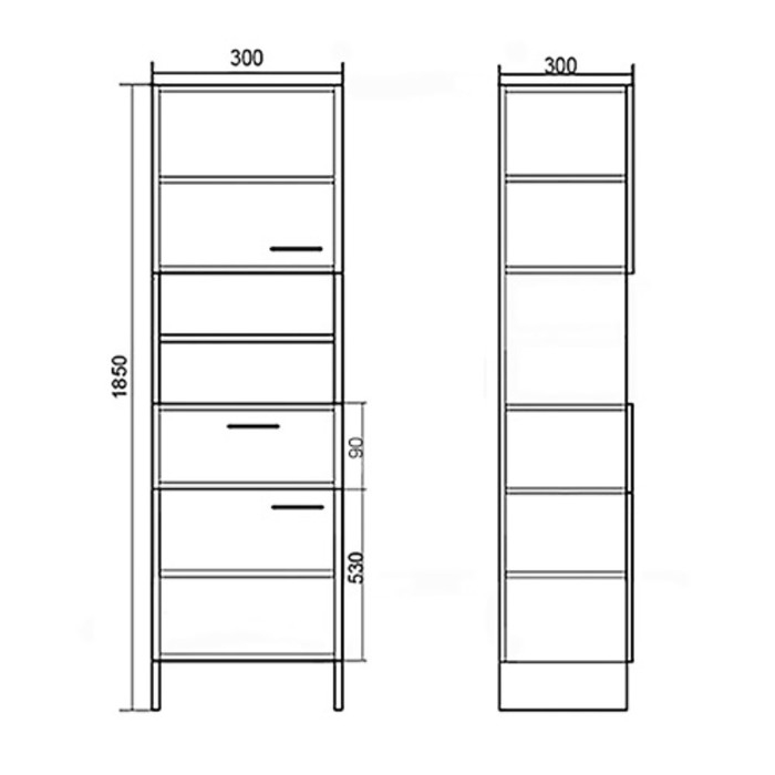 Пенал для ванной комнаты,  Белый/Дуб сонома, 30 х 30 х 185 см