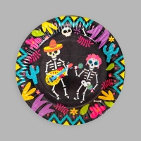 Тарелка одноразовая бумажная &laquo;Мексиканская вечеринка&raquo;, 18 см, набор 6 шт, на Хэллоуин