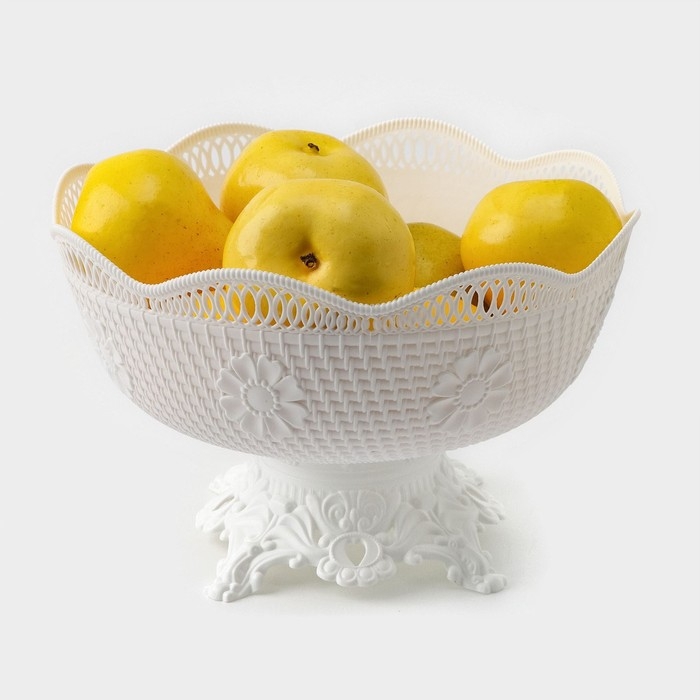 Ваза для хлеба и фруктов на ножке, 26×17 см, цвет белый Ваза для хлеба и фруктов на ножке, 26×17 см, цвет белый
