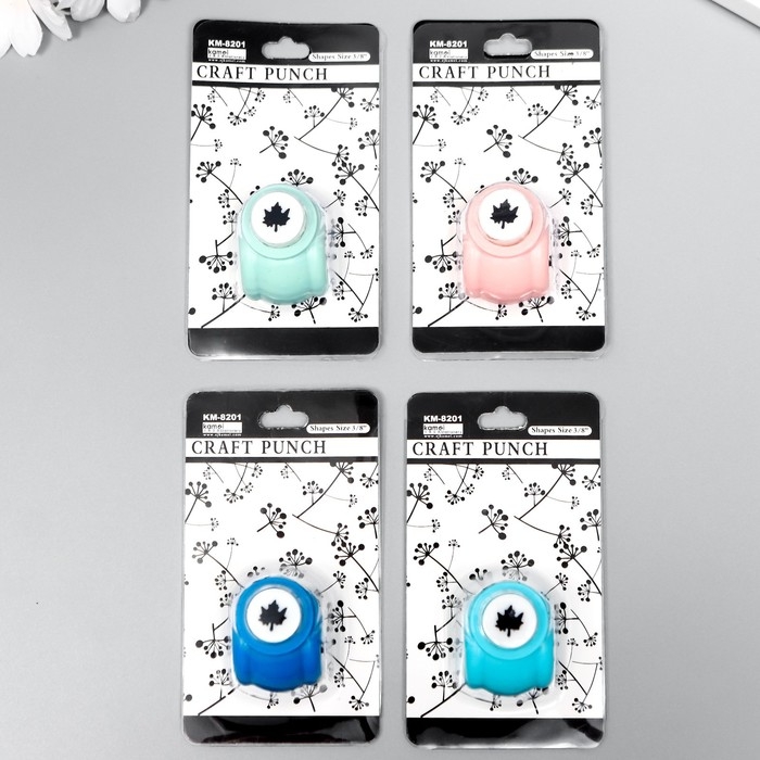 Дырокол фигурный "Кленовый лист" d=1 см 3х2,5х3 см МИКС