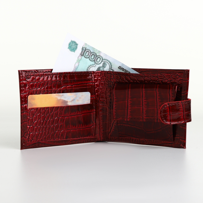 Кошелёк женский на кнопке, TEXTURA, отдел для карт, монет, цвет бордовый Кошелёк женский на кнопке, TEXTURA, отдел для карт, монет, цвет бордовый