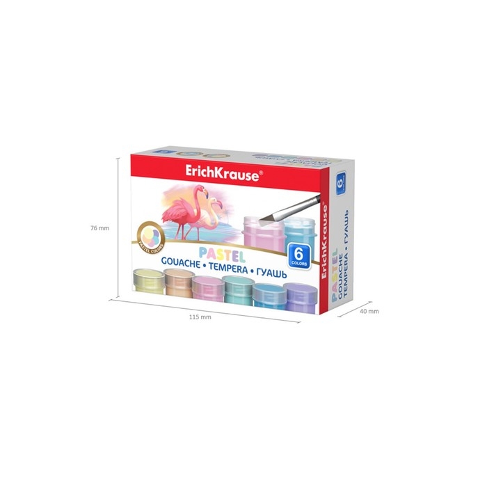 Гуашь 6 цветов х 20 мл, ErichKrause Pastel, пастельная палитра Гуашь 6 цветов х 20 мл, ErichKrause Pastel, пастельная палитра