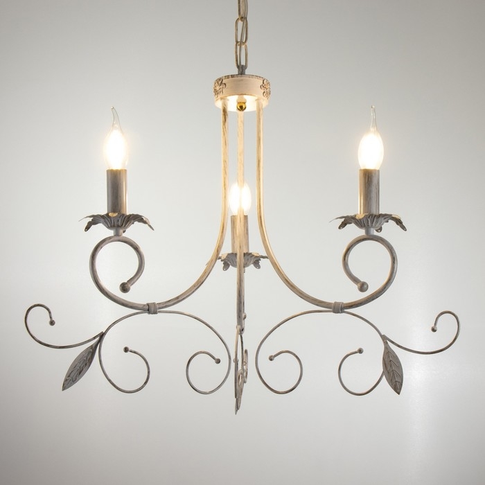 Люстра Люстра "Айрис" 3xE14 40Вт белый с золотой патиной 66х66х46-105 см BayerLux