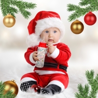 Бутылочка для кормления &laquo;Новогодний подарок&raquo;, классическое горло, 250 мл., от 3 мес., цилиндр, подарочная упаковка, с ручками