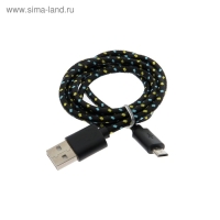 Кабель Defender USB08-03T, USB - microUSB, 1 м, тканевая оплётка, чёрный Кабель Defender USB08-03T, USB - microUSB, 1 м, тканевая оплётка, чёрный
