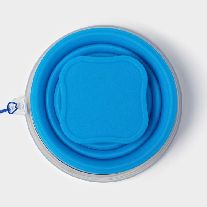 Стакан силиконовый складной с крышкой Доляна &laquo;Айли&raquo;, 200 мл, 8,5&times;9 см, цвет синий
