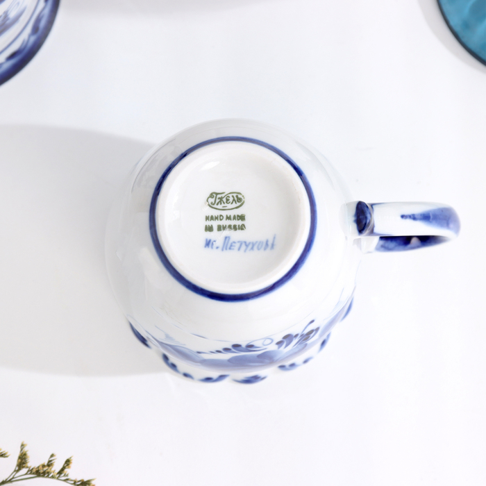 Бокал Бокал "Дачный" автор Еремина Л.Г.,12х8х10 см, 330 мл, 1 сорт, гжель