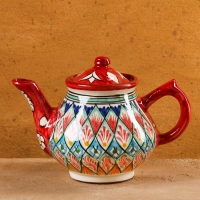 Чайник Риштанская Керамика "Узоры", 0,8 мл, красный