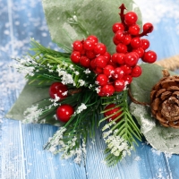 Декор "Зимнее чудо" ягоды шишка хвоя в снегу, 20 см Декор "Зимнее чудо" ягоды шишка хвоя в снегу, 20 см