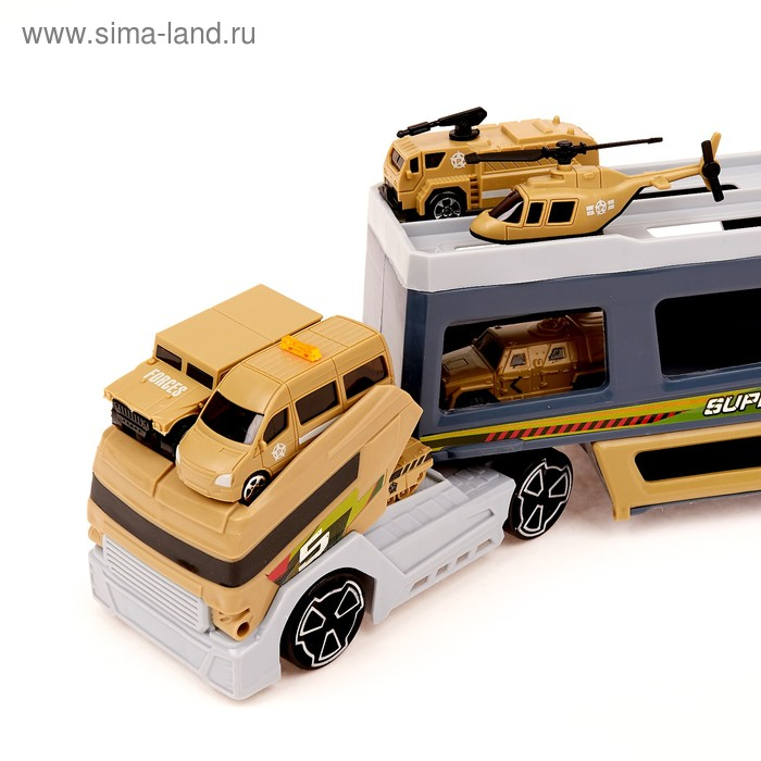 Грузовик «Трейлер» с 6 машинами и вертолетом Грузовик «Трейлер» с 6 машинами и вертолетом