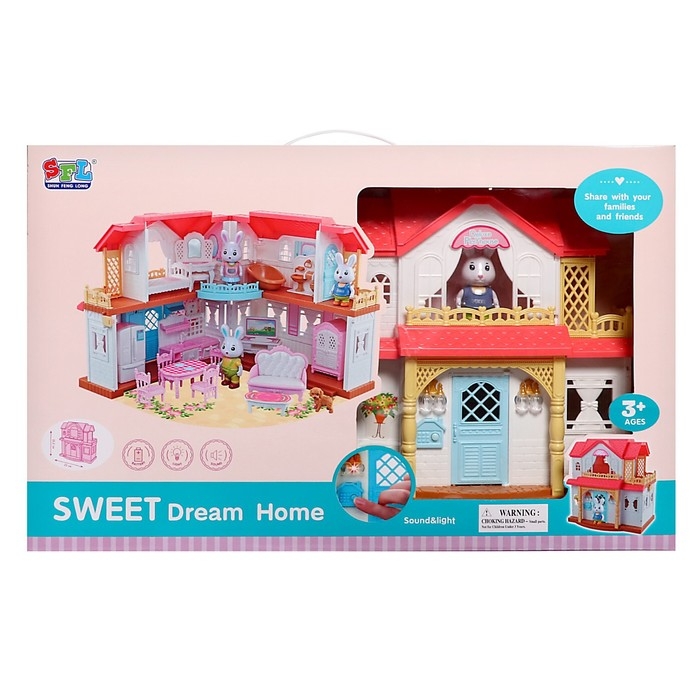 Дом для кукол с набором животных &laquo;Семья кроликов&raquo; и питомцем, свет, звук