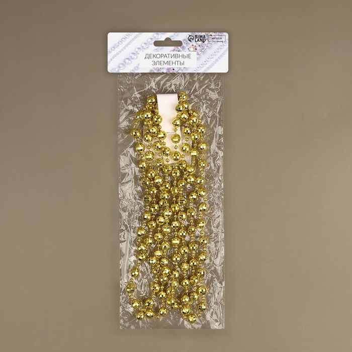 Бусы на нитях &laquo;Диско шар&raquo;, 10/4 мм, 2 м, цвет золотой