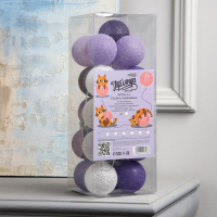 Гирлянда &laquo;Нить&raquo; 5 м с насадками &laquo;Клубки сиреневые&raquo;, IP20, прозрачная нить, 20 LED, свечение белое, 220 В