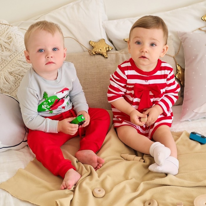 Комплект: джемпер и брюки Крошка Я &laquo;Мой первый НГ&raquo;, рост 74-80 см, цвет красный/серый