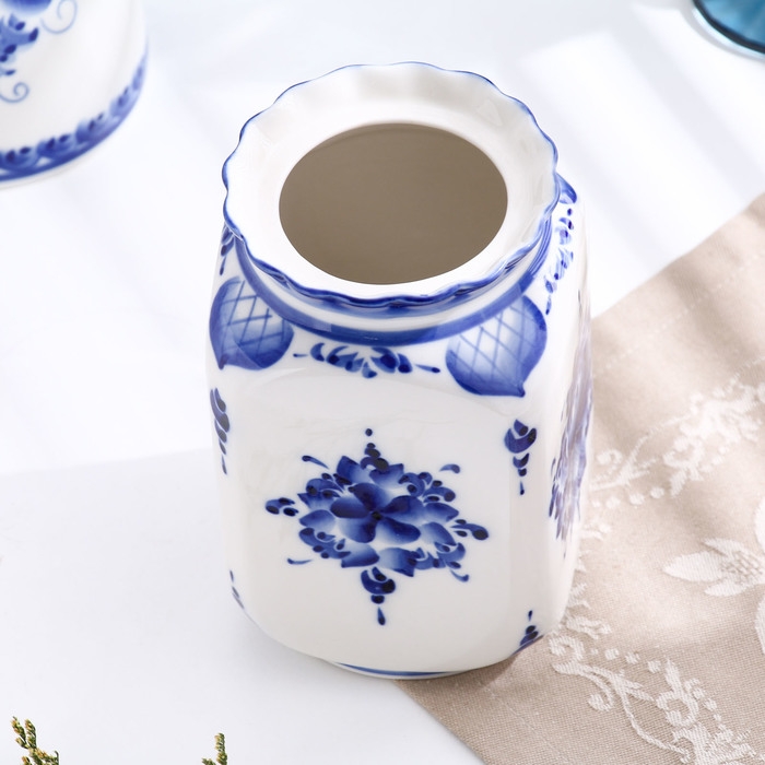 Банка «Каскад», для сыпучих продуктов, средняя, 1,25 л, H=19,5 см, гжель Банка «Каскад», для сыпучих продуктов, средняя, 1,25 л, H=19,5 см, гжель