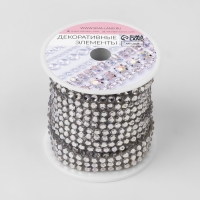Стразы термоклеевые, d = 4 мм, ширина - 12 мм, 4,5 &plusmn; 0,5 м, цвет серебряный