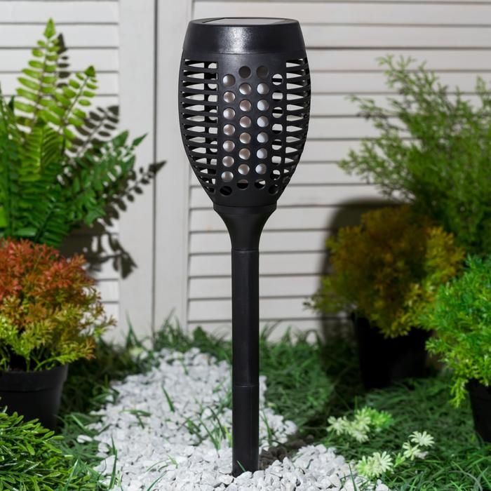 Садовый светильник Uniel на солнечной батарее &laquo;Факел&raquo;, 10 &times; 73 &times; 10 см, эффект пламени