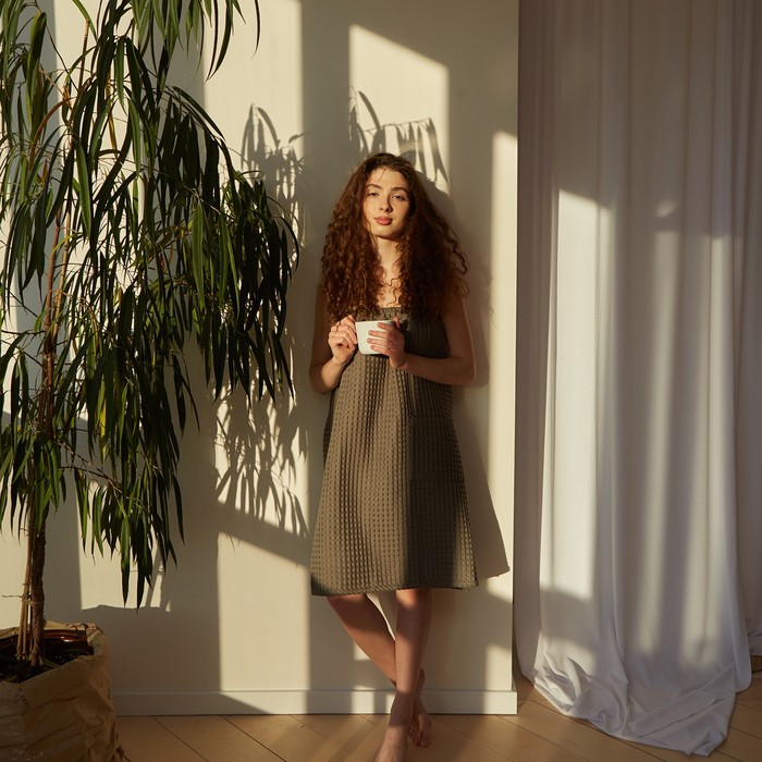 Парео вафельное банное Этель &laquo;Boho&raquo; 80*145 см. цв. темно-серый, 100% хл, 290 г/м2