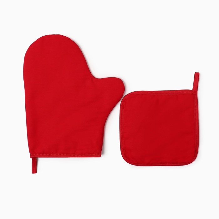 Набор кух.Этель New year collection,цв.красный, варежка-прихватка18х29 см,прихватка19х19 см,